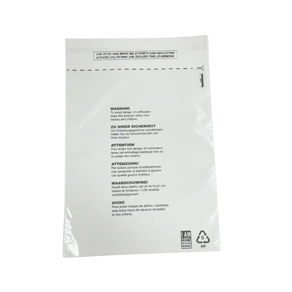 Transparent bag with FBA warnings on the outer design