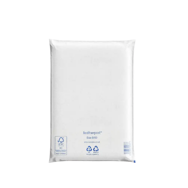 White Padded Envelope B/00 with Featherpost branding on a white background