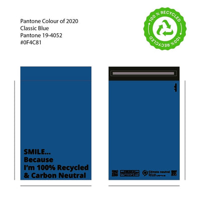 Design of blue recycled Mail Bag 12 x 16 inches for packaging products