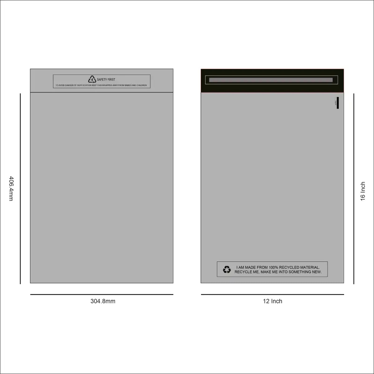 Design of SR Mailing's recycled grey mailing bag 12 x 16