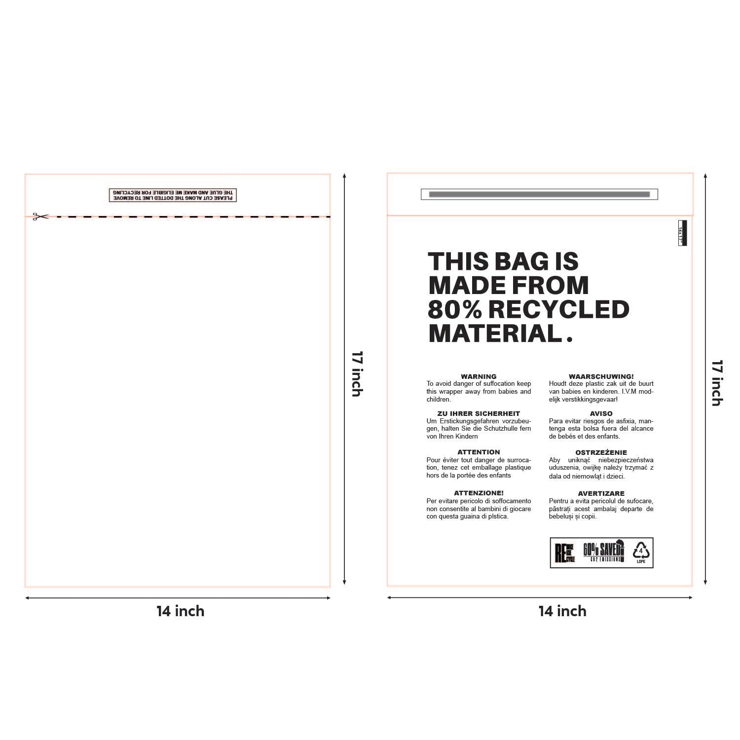 LDPE clear mailing bag 14 x 17 design