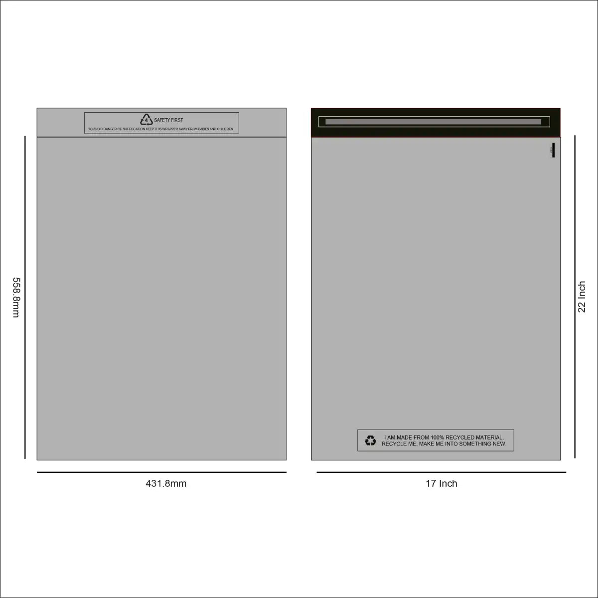 Design of SR Mailing's recycled grey mailing bag 17 x 22