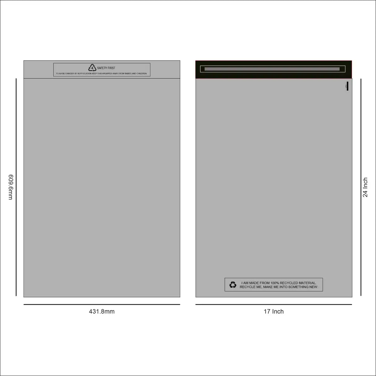 Design of SR Mailing's recycled grey mailing bag 17 x 24