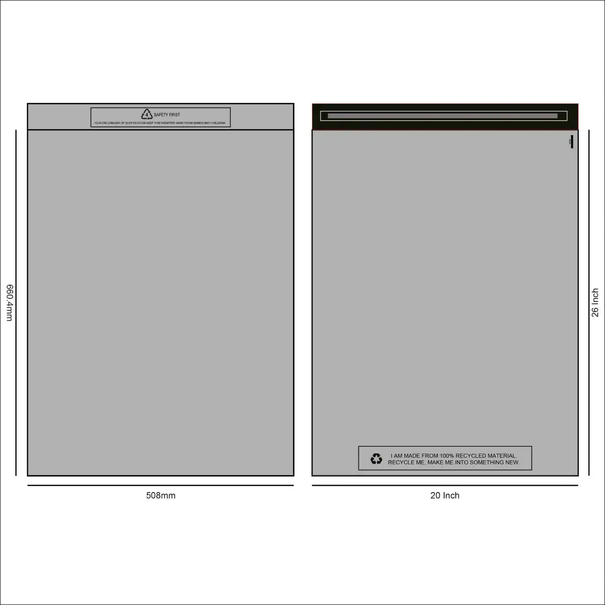 Design of SR Mailing's recycled grey mailing bag 20 x 26