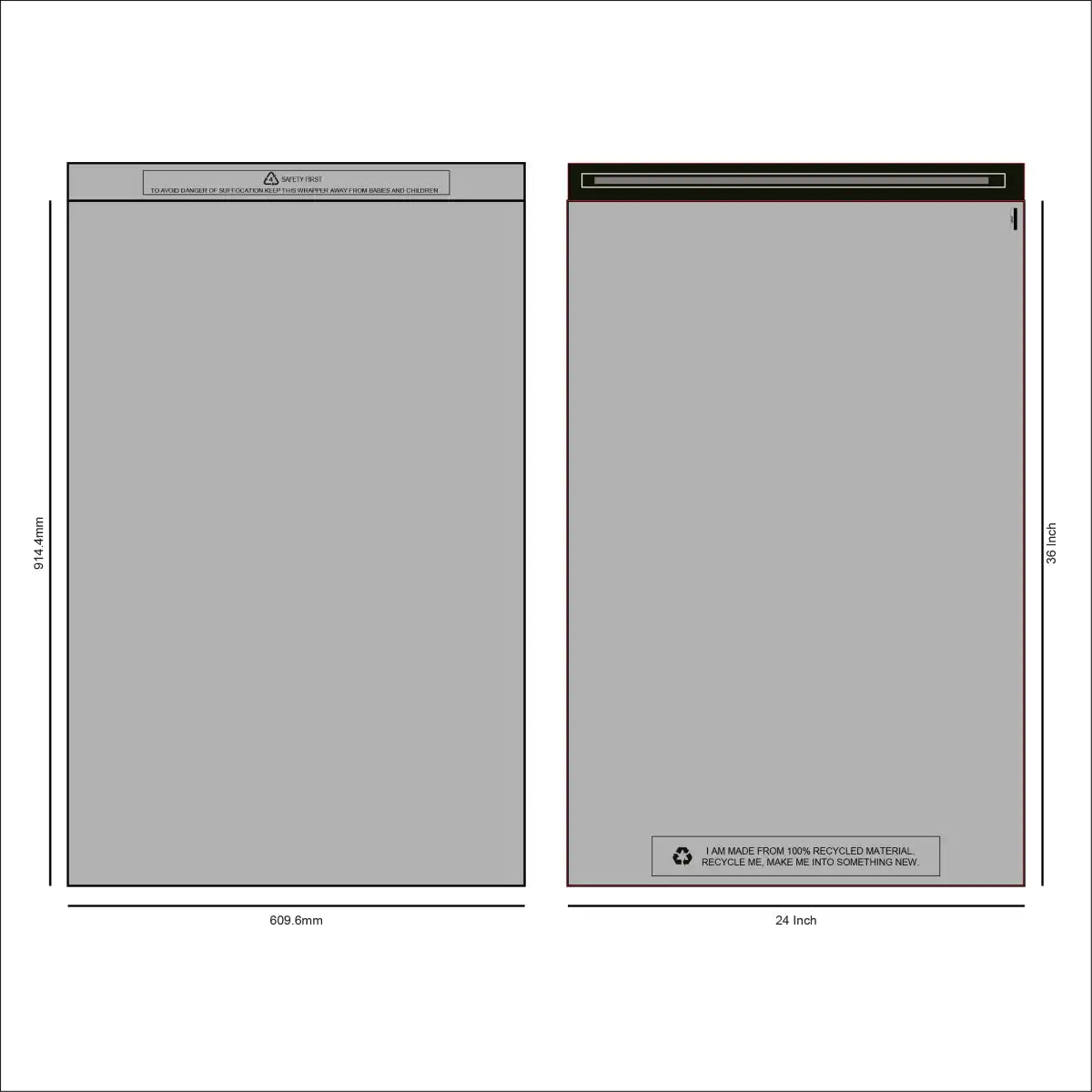 Design of SR Mailing's recycled grey mailing bag 24 x 36