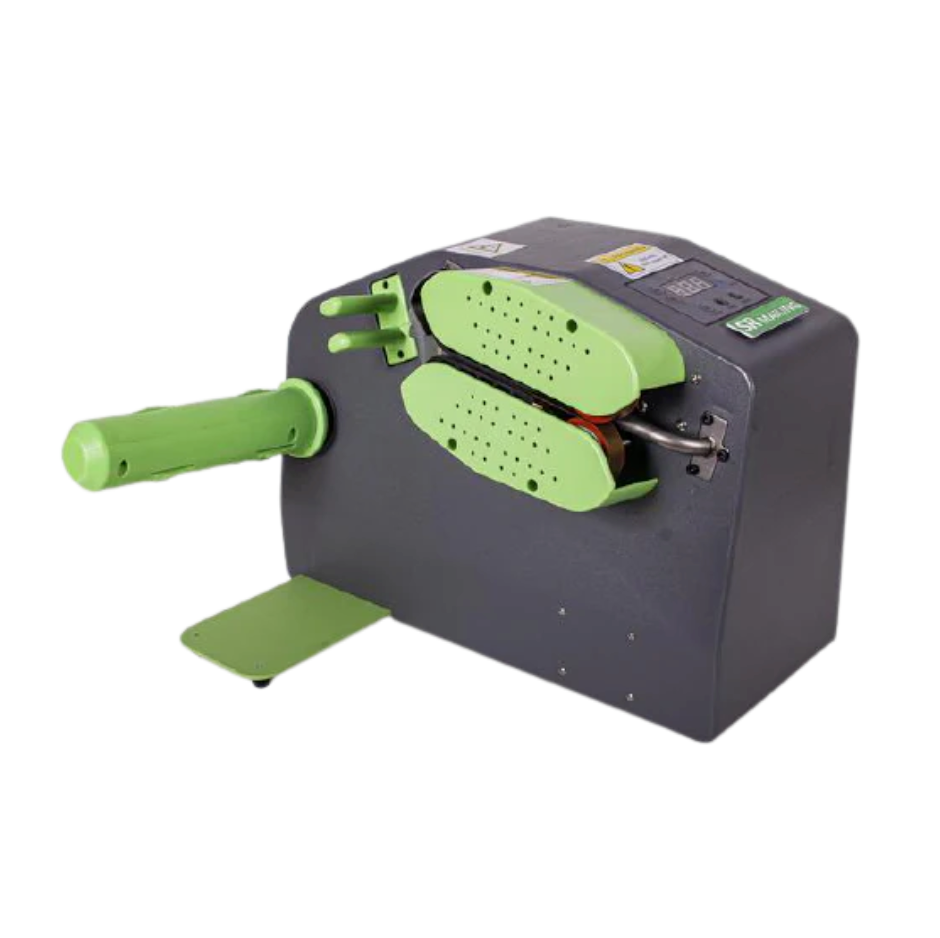 Green Automatic air inflator on a white background