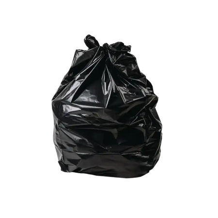 Black trash bag on a white background