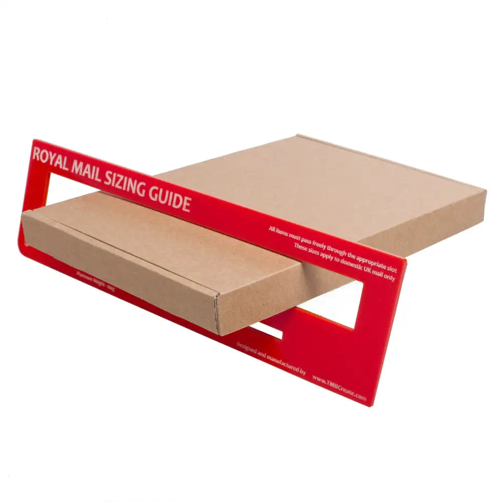 C5 Cardboard box with a red 'Royal Mail Sizing Guide' on a white background