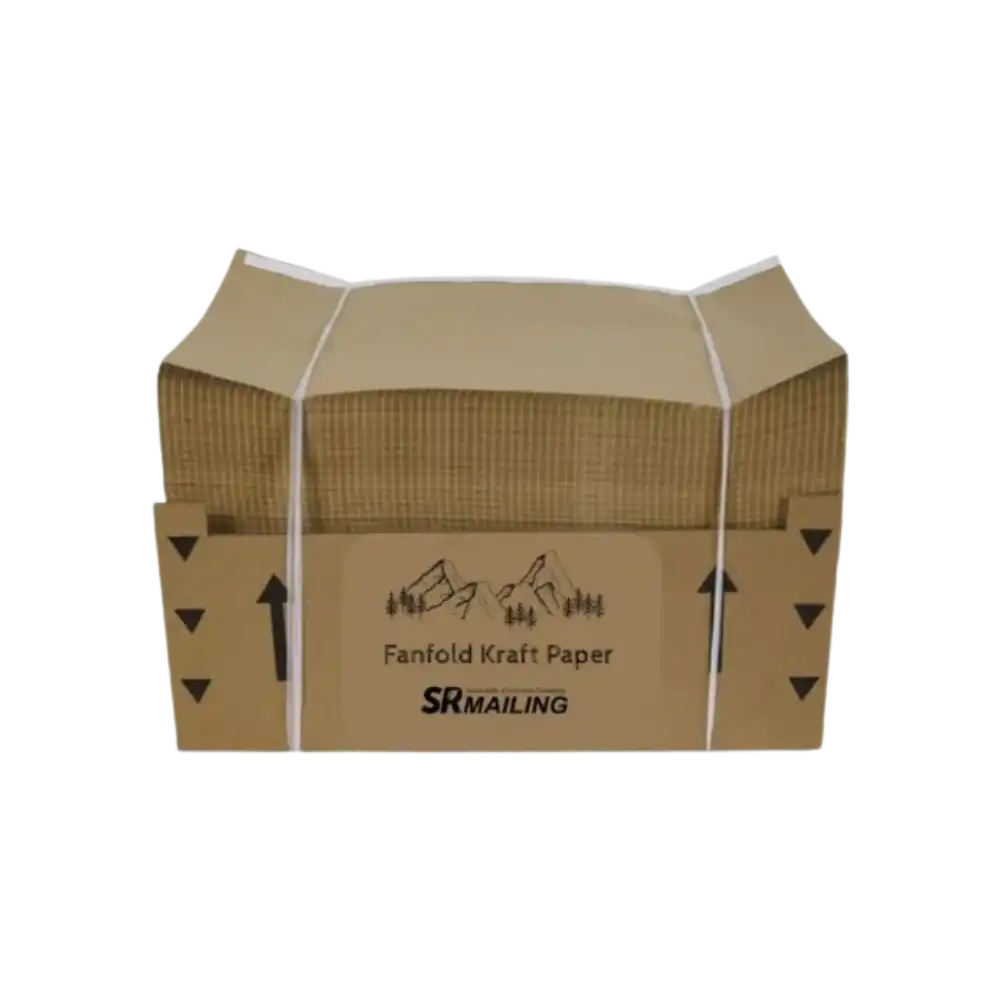 Stack of kraft fanfold paper