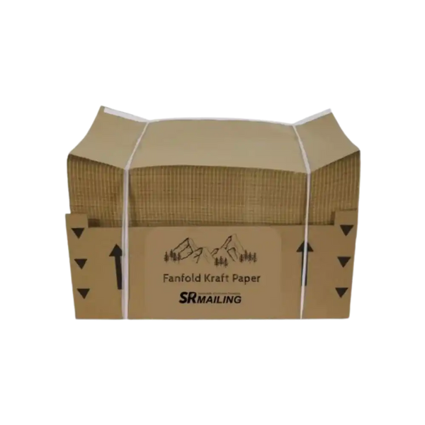 Stack of kraft fanfold paper