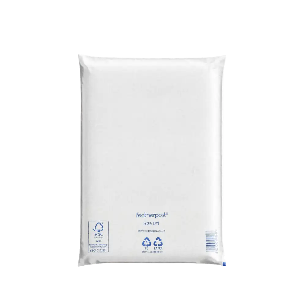 White Padded Envelope D/1 with Featherpost branding on a white background