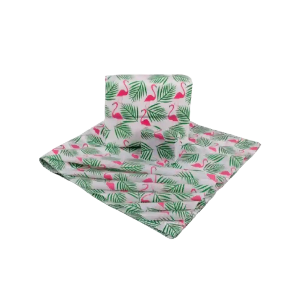 Flamingo Tissue Paper one flat one wrapped