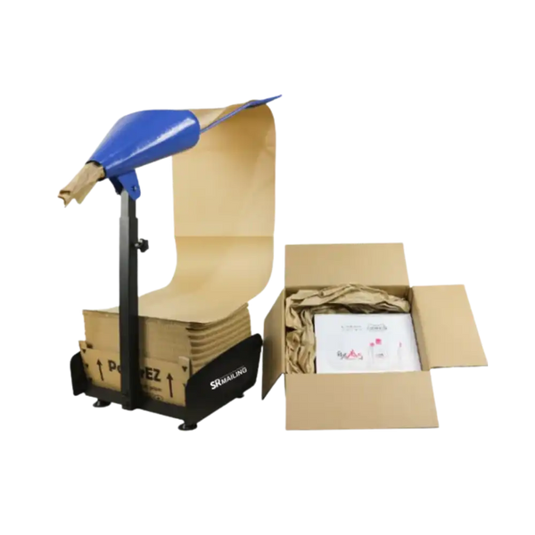 Manual void fill holder using kraft fanfold paper