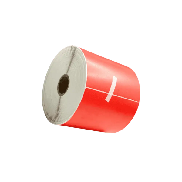 roll of red thermal labels