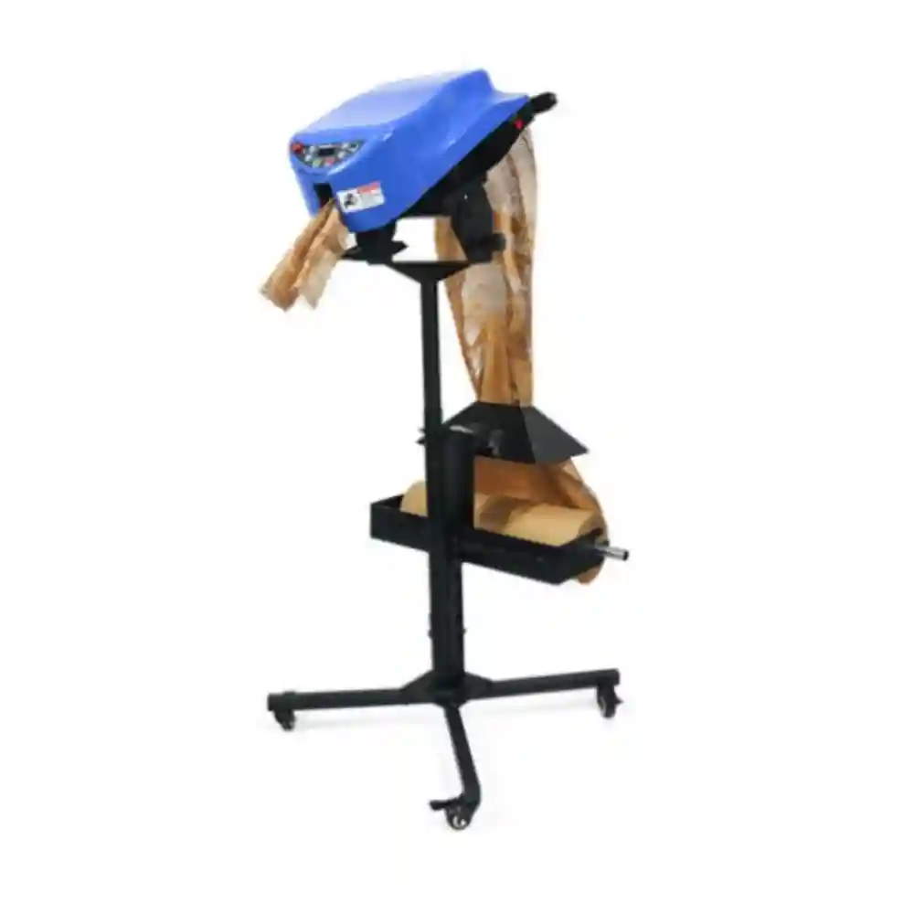 Blue easy paper fill automatic machine on white background