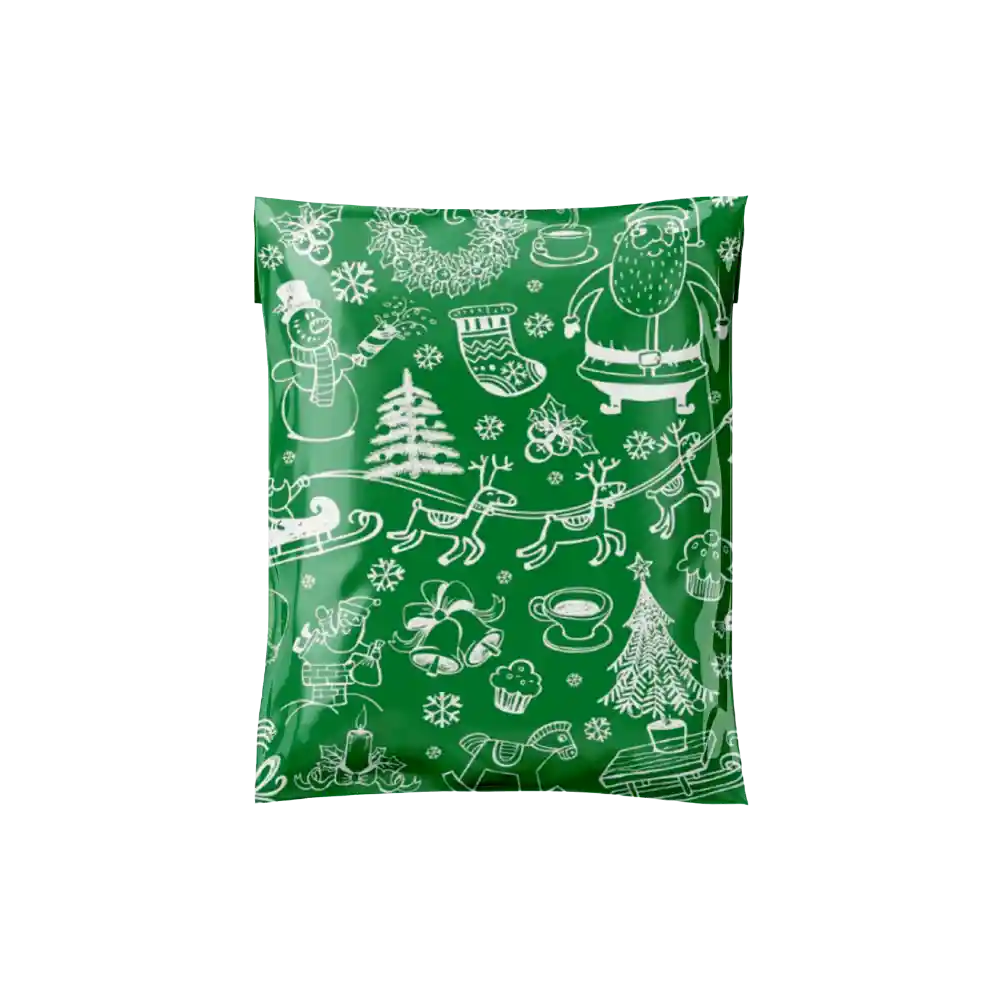 Green Christmas Mailing Bags with transparent background