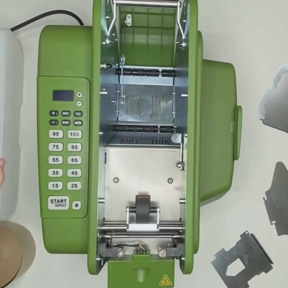 Green Gummed Tape automatic dispenser machine tutorial