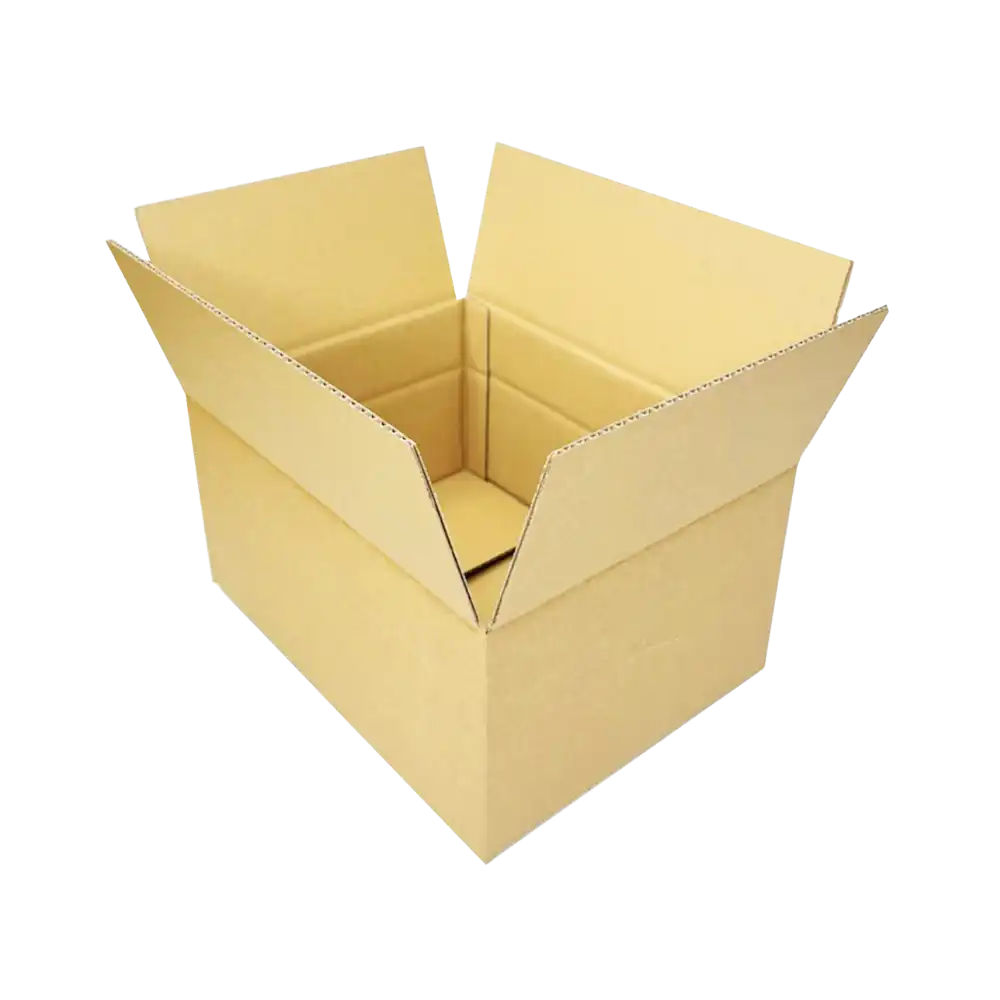 Open Single wall carton box on white background