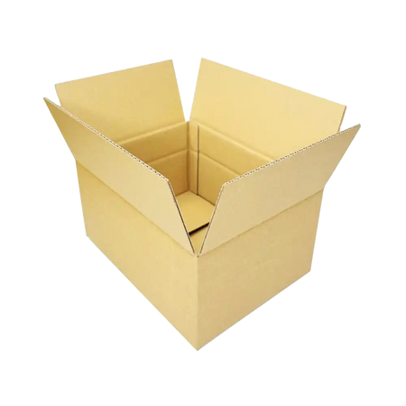 Open Single wall carton box on white background