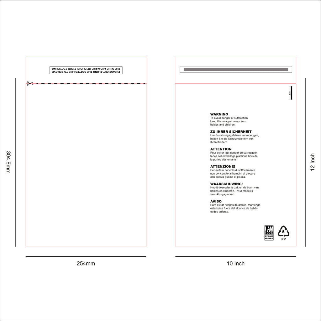 10 x 12 Resealable Clear mailing bag design