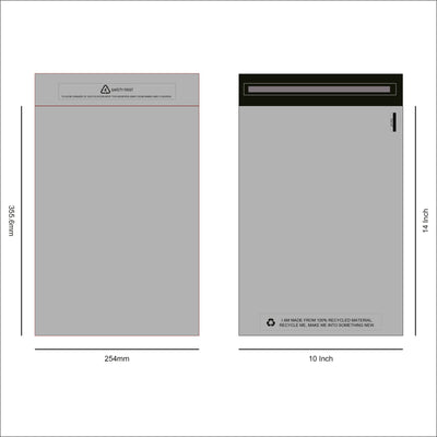 Design of Grey recycled Mail Bag 10 x 14  inches for packaging products