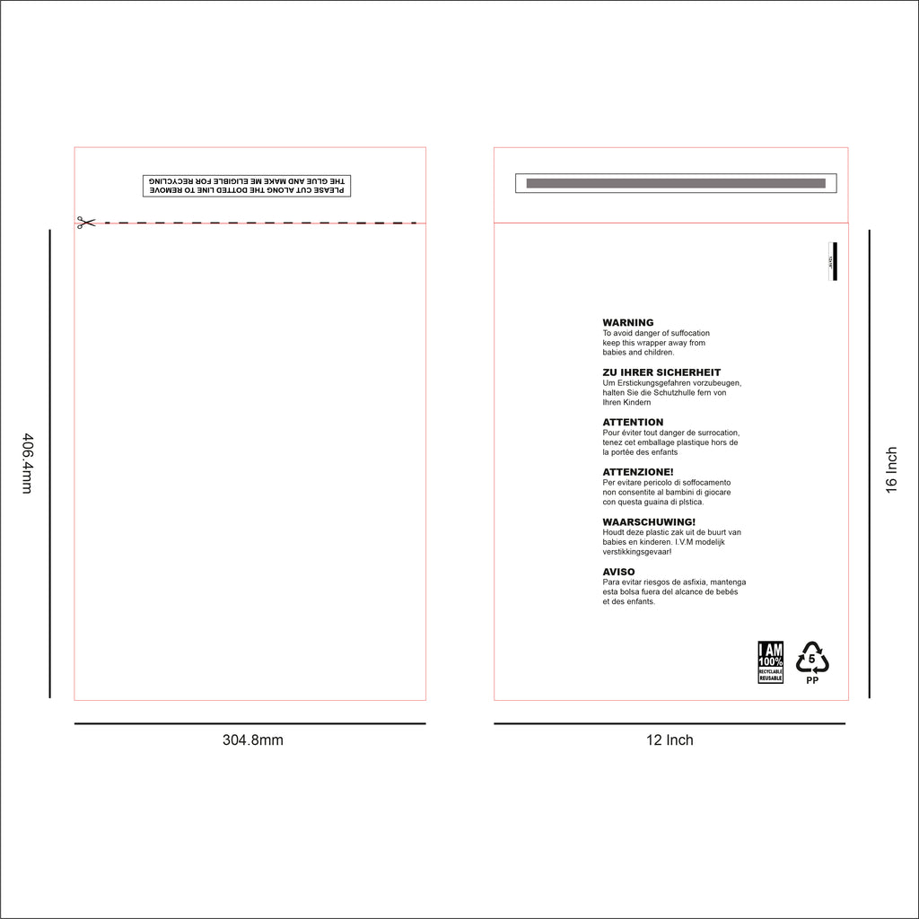 12 x 16 Resealable Clear mailing bag design