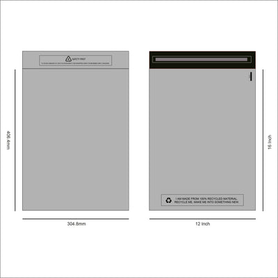 Design of Grey recycled Mail Bag 12 x 16 inches for packaging products