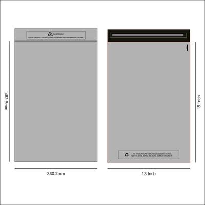Design of Grey recycled Mail Bag 13 x 19 inches for packaging products