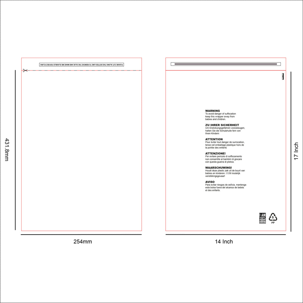 10 x 14 Resealable Clear mailing bag design