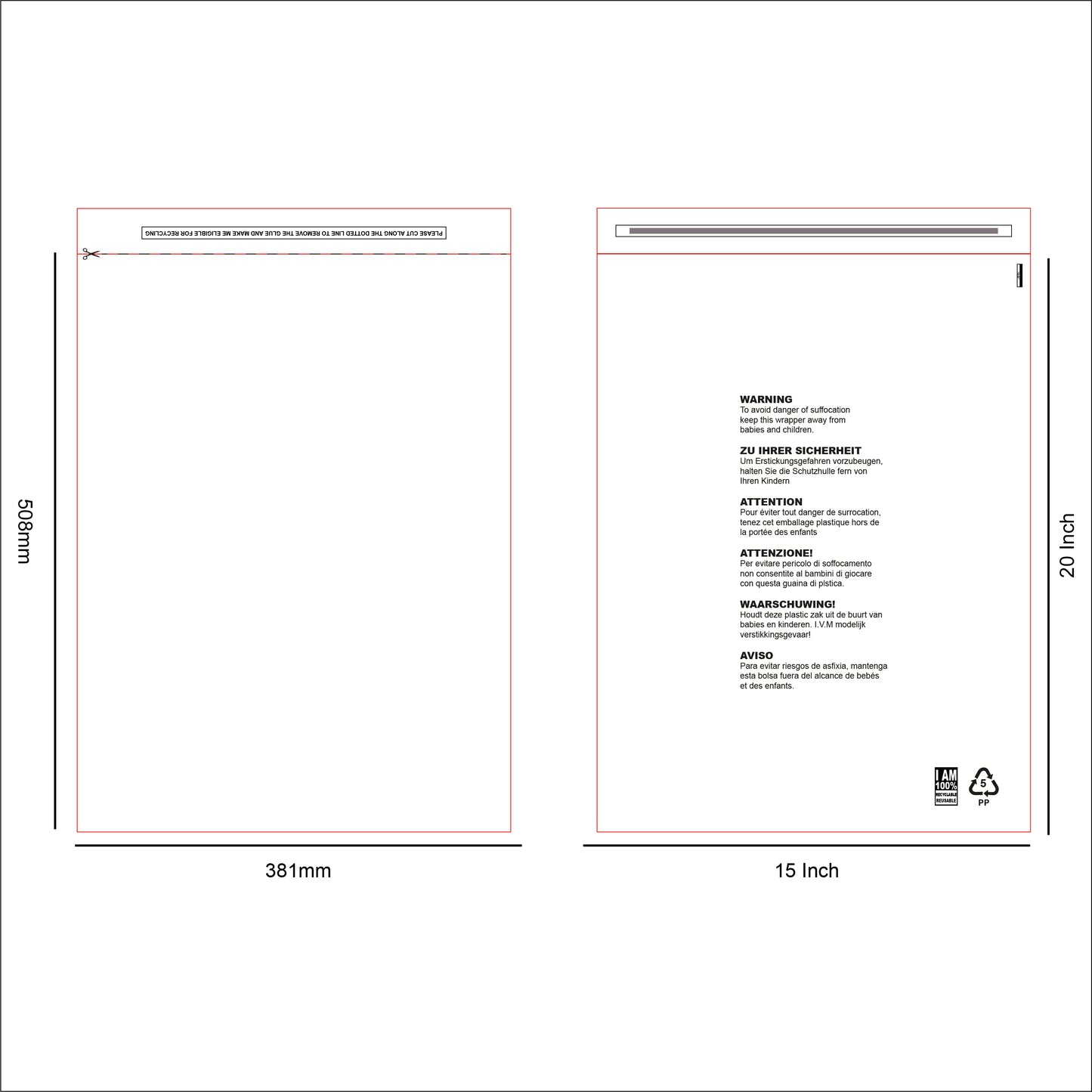15 x 20 Resealable Clear mailing bag design