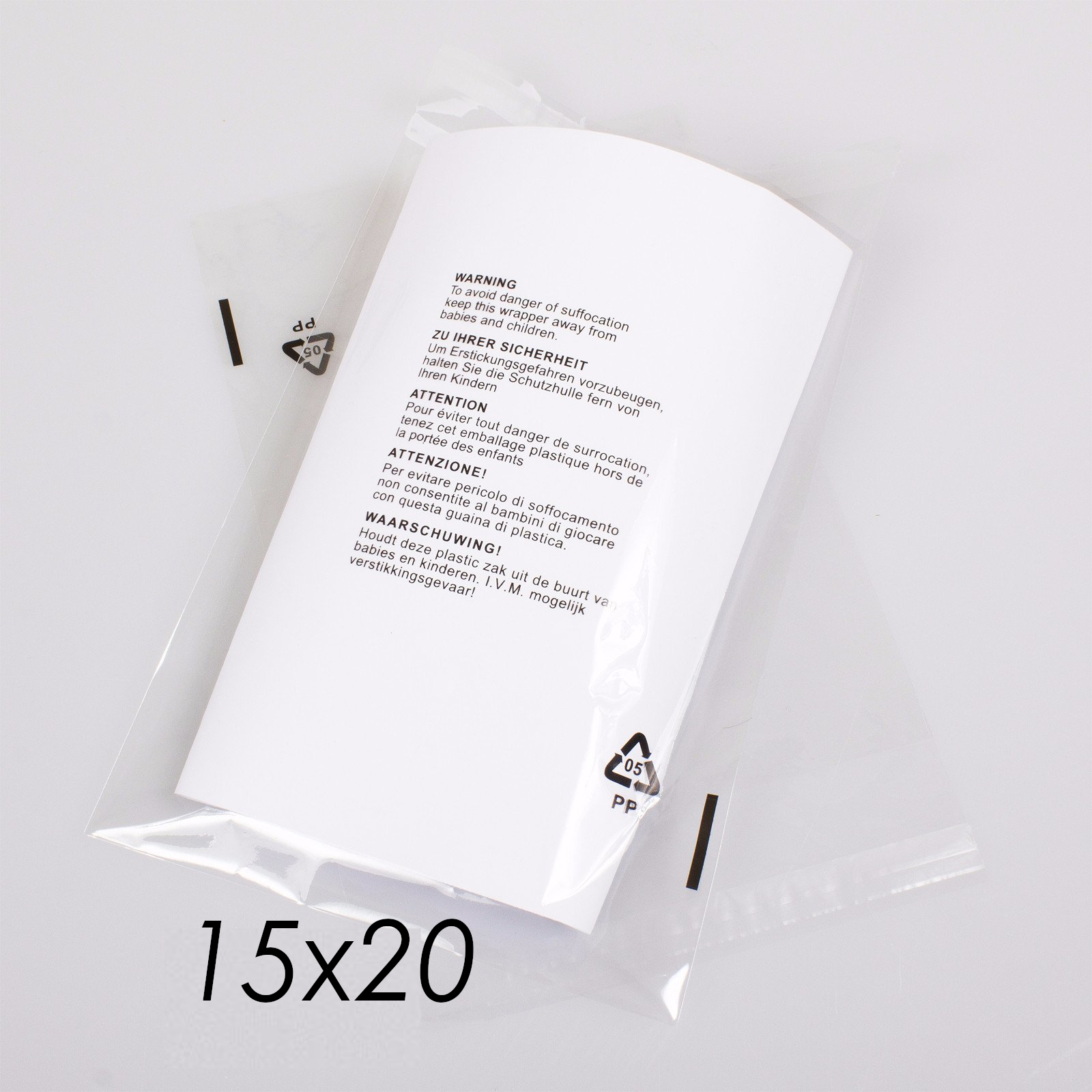 15X20" CPP Transparent Packaging Bag with Warning Labels Printed,SR Mailing,
