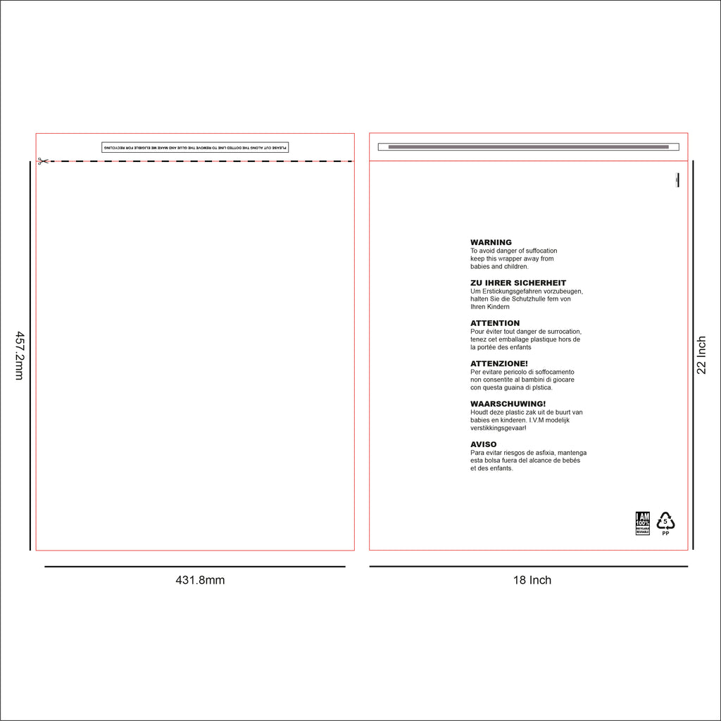 18 x 22 Resealable Clear mailing bag design