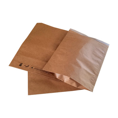 Multiple Recyclable Kraft Paper Mailing Bags in a pile 10 x 14	