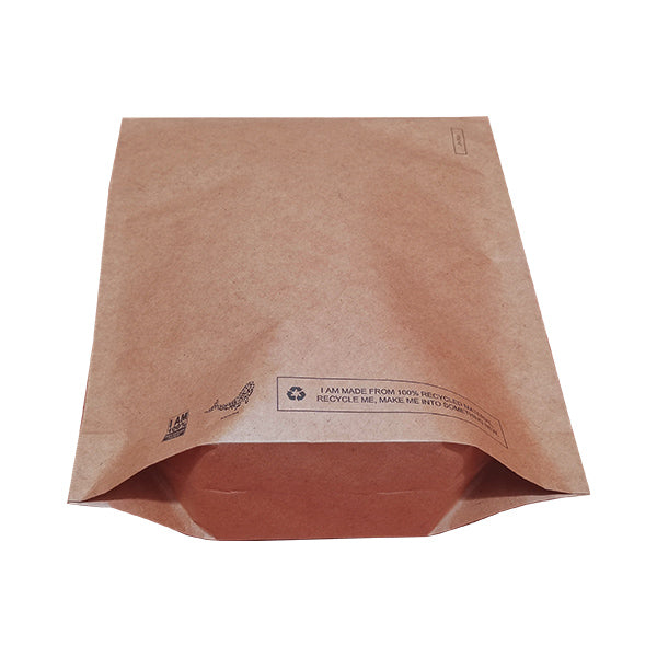 Lower Angle of 10 x 14 Kraft paper mailing bag with bottom gusset