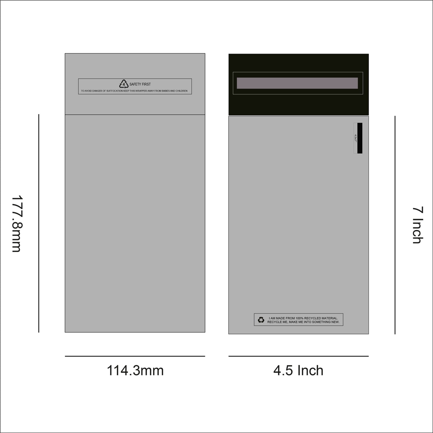 Design of Grey recycled Mail Bag 4.5 x 7 inches for packaging products