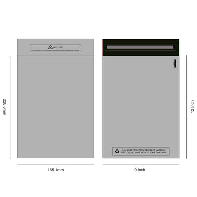 Design of Grey recycled Mail Bag 9 x 12 inches for packaging products