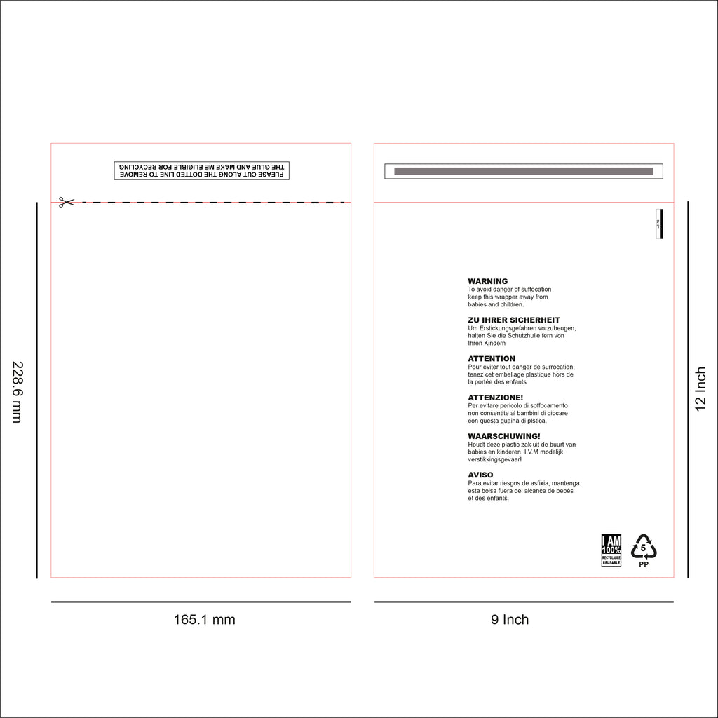 9 x 12 Resealable Clear mailing bag design