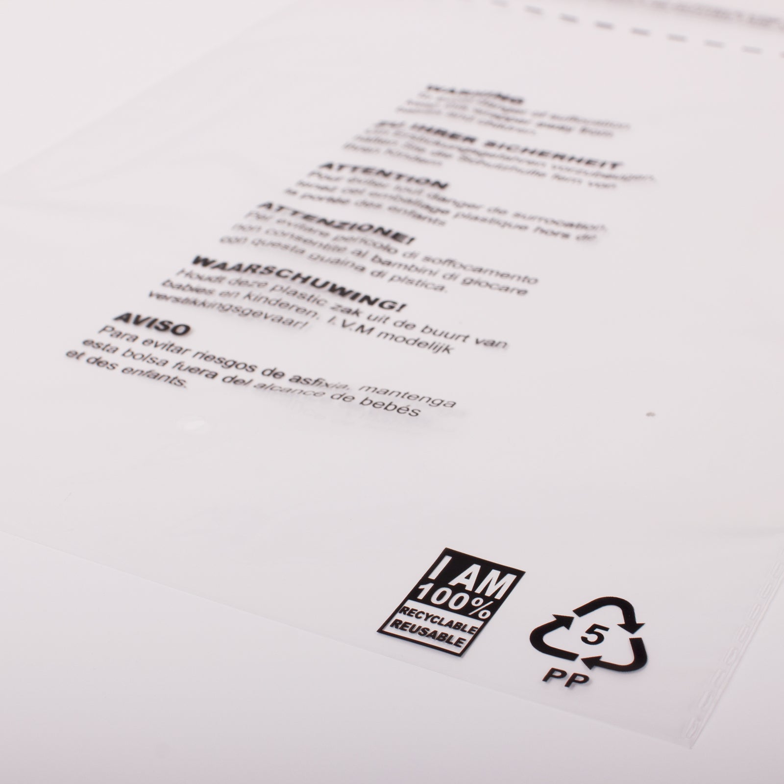 10x12 Clear Mailing Bag with 'I AM 100% RECYCLABLE'