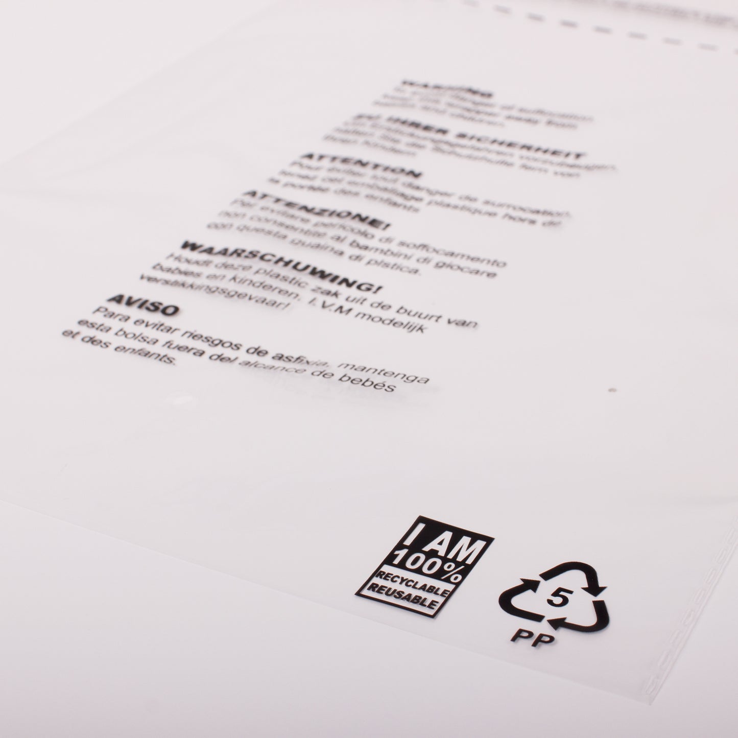 10 x 14 Clear Mailing Bag with 'I AM 100% RECYCLABLE'