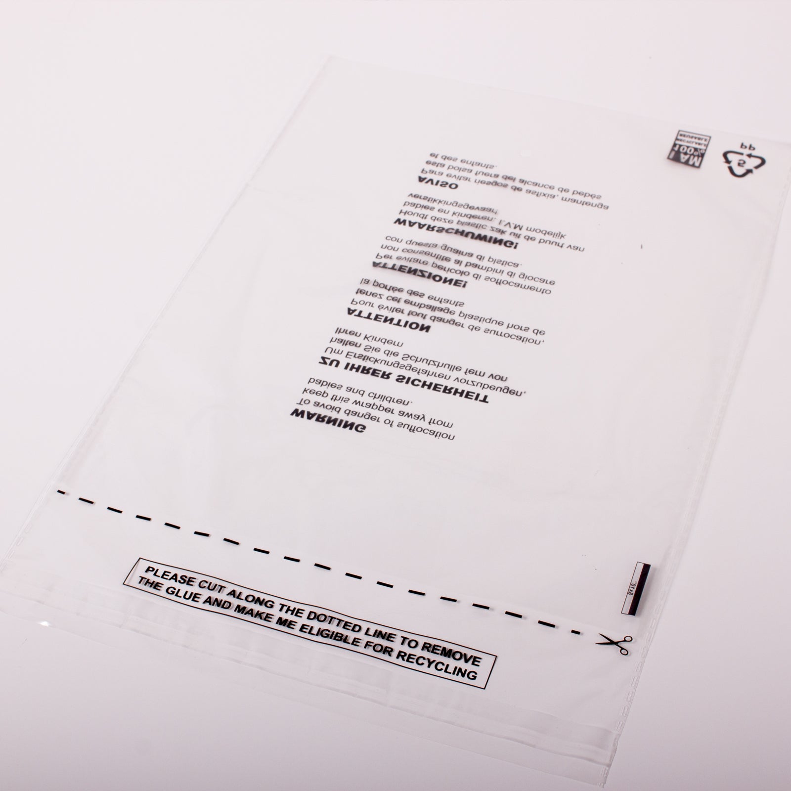 Resealable 10 x 12 Clear Garment Bag for recycling