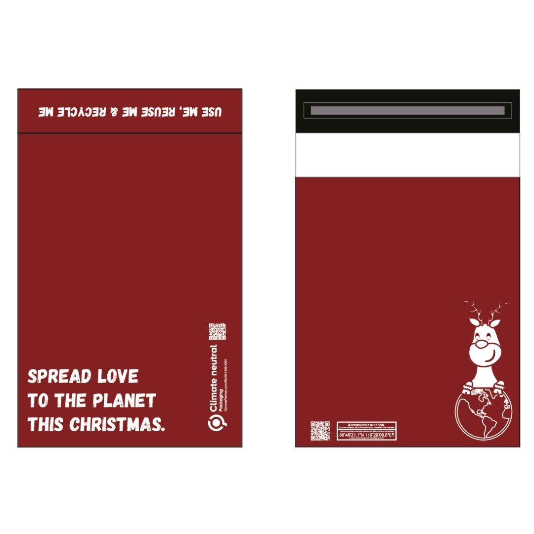 Christmas Red Recycled Mail Bag Reindeer 10 x 14