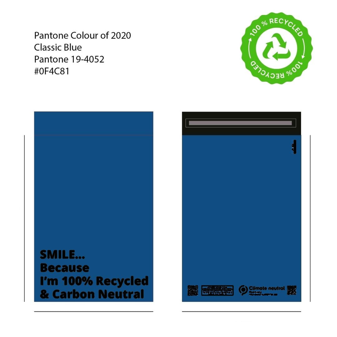 Design of blue recycled Mail Bag 12 x 16 inches for packaging products