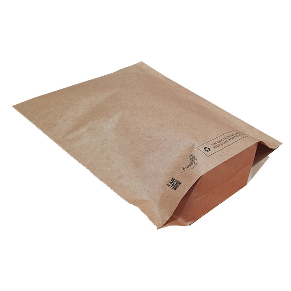 Bottom angled side of 10 x 14 Kraft Paper mailing bag