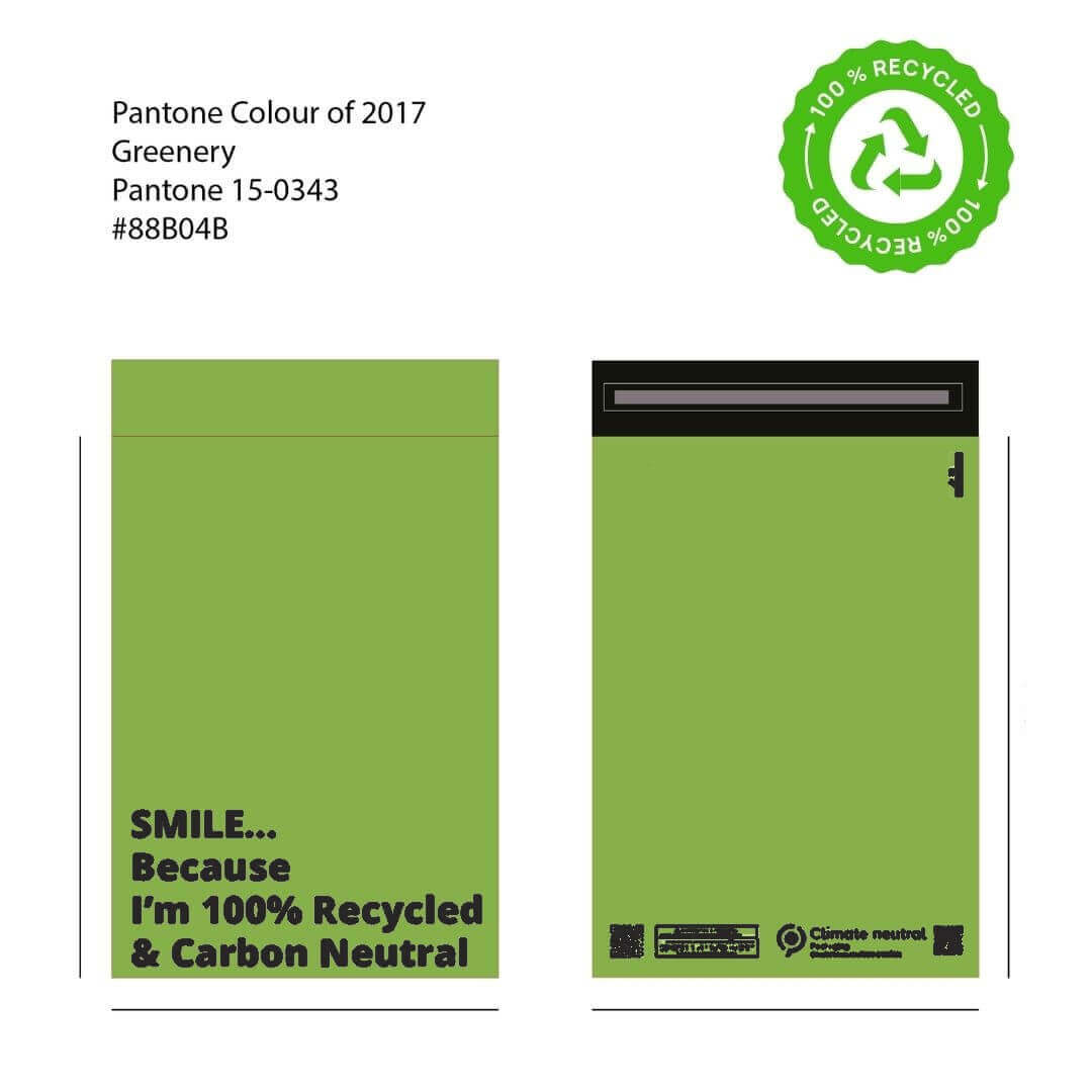 Design of green recycled Mail Bag 10 x 14 inches for packaging products