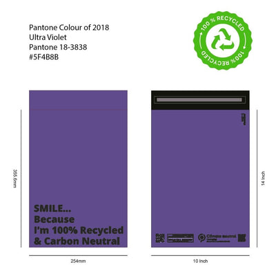 Design of purple recycled Mail Bag 10 x 14 inches for packaging products