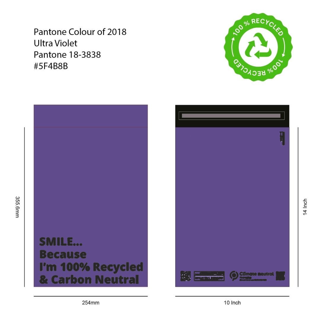 Design of purple recycled Mail Bag 10 x 14 inches for packaging products